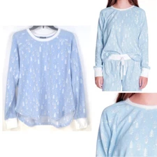 Insomniax Womens Soft Thermal Print Pajama Top Sky Blue Trees Choose Size New