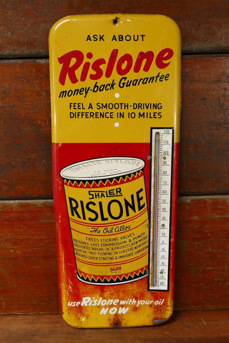 Vintage 1940s Original Shaler Rislone Oil Additive Advertising