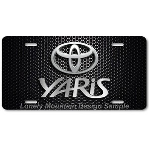 Toyota Yaris Inspired Art Gray on Mesh FLAT Aluminum Novelty License Tag Plate