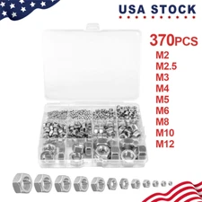2 in 1 Metric Hex Nut Assortment Kit 370pcs  Stainless Steel Hex Nuts Sets