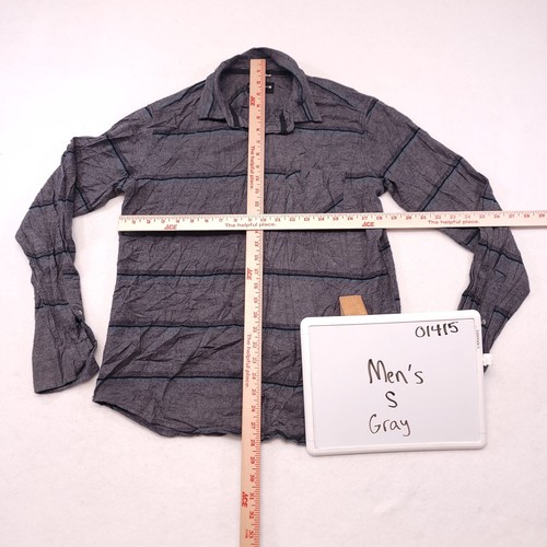 Ocean Current Flannel Long Sleeve Button Up Shirt Men Size Small S Gray Striped - Picture 6 of 10