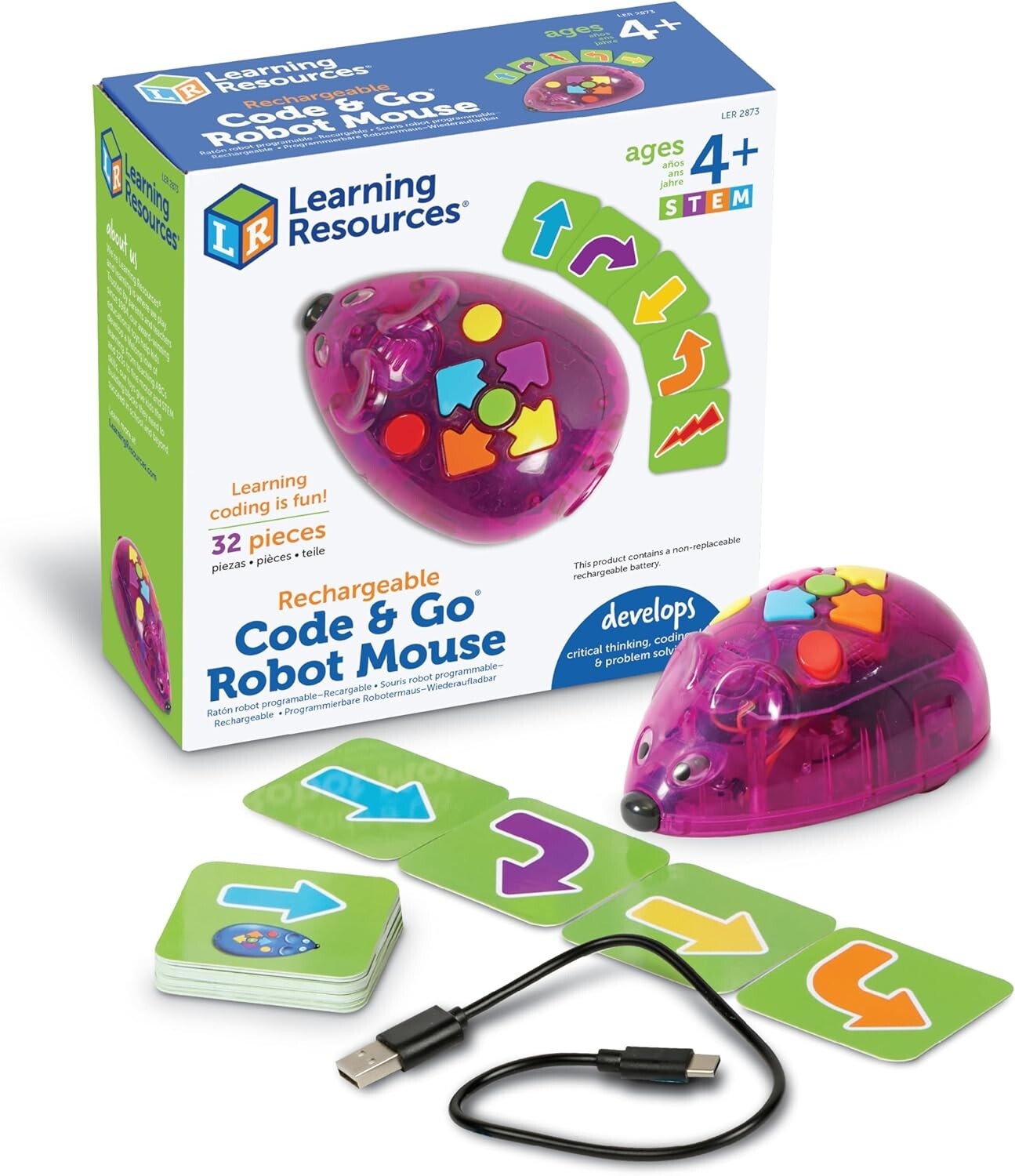 Rechargeable STEM Coding Robot Mouse for Kids Educational Programming Toy
