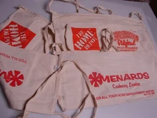 MENARDS HOME DEPOT Cloth Waist Nail Tool Bag 2 Pouch Pocket Cotton White Canvas