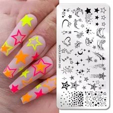 Star Moon Nail Stamping Plates Space Planet Abstract Printing Stencil Manicuring