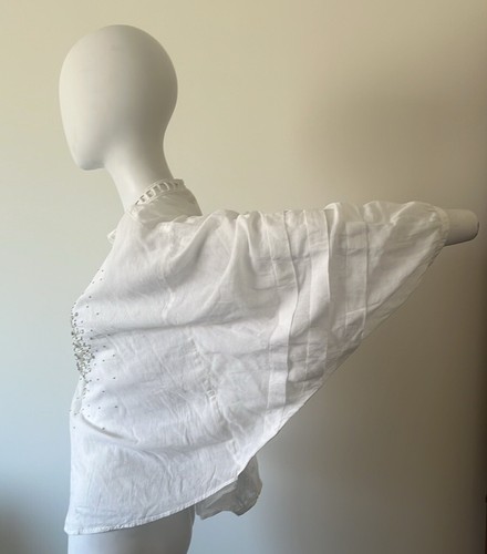 Free People White Crystal Embellished Blouse Bat Wing Sleeves Shirt - Picture 2 of 7