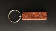 Keychain ALEC Personalized Custom Name Fob Wood Key Ring Unique Gift Idea