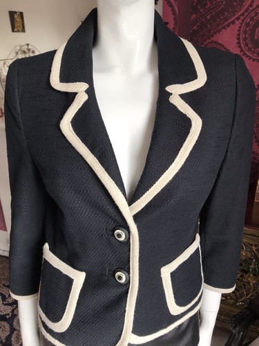 INWEAR SHORT JACKET BLACK & IVORY 3/4 SLEEVE SIZE XS/S UK 8/10 EU 34/36 - Picture 3 of 12