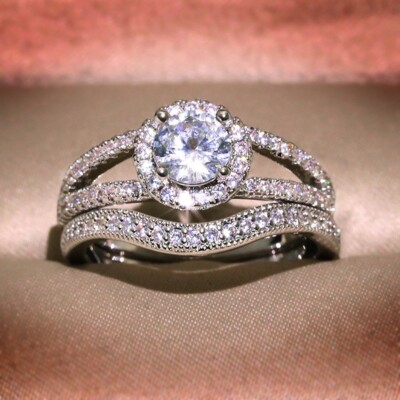 ORIGINAL S925 2 RING STACKING SET KLASSISCH ELEGANT VINTAGE STRAHLEND GR 56 P
