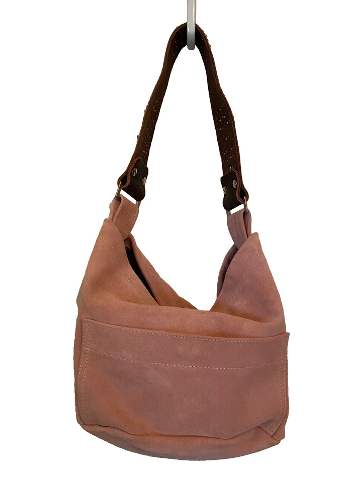 NUEVO (DEFECTOS TYLIE MALIBU -Bolso de Mano Hobo - Gamuza Rosa/Rosa-Cristal Tachonado Hombro Foto 3 de 4
