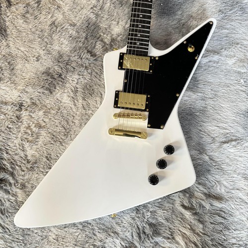 In Stock White Explorer electric guitar gold hardware 2H Pickups black pickguard - Picture 3 of 8