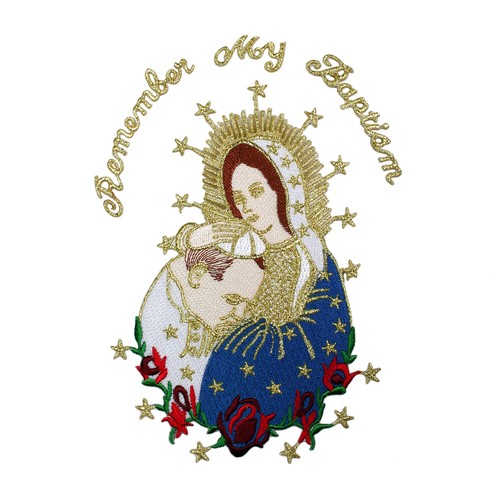 Baptism Virgin Mary & Pope Embroidered Patch Applique Santa Maria & Papa Motif - Picture 16 of 24