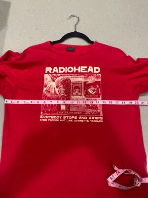 EUC HTF vintage Radiohead W.A.S.T.E. band tshirt large red EUC HTF vintage Radiohead W.A.S.T.E. band tshirt large red