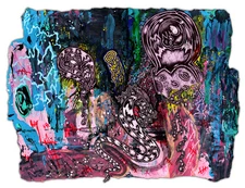 Original HAPPY GRAVE Original PAINTING art surreal  : "HYSTERICAL" year 2021