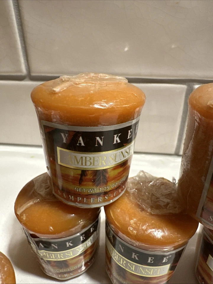 LOTE DE 11 Votivos Yankee Candle Retirados "AMBER SUNSET" ~ RARO ~ NUEVO Foto 2 de 2