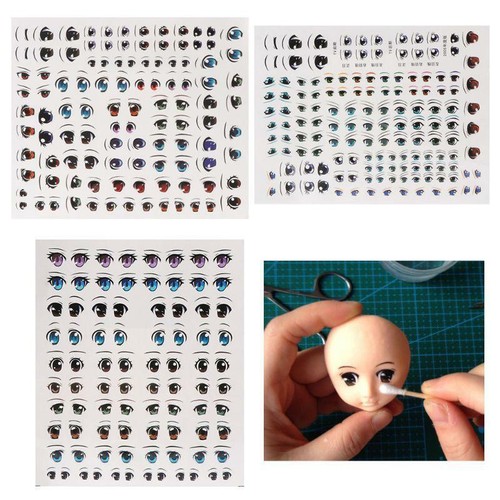 Cute Cartoon Eyes Anime Figurine Dolls Eye Water Stickers For DIY Doll - Afbeelding 1 van 18