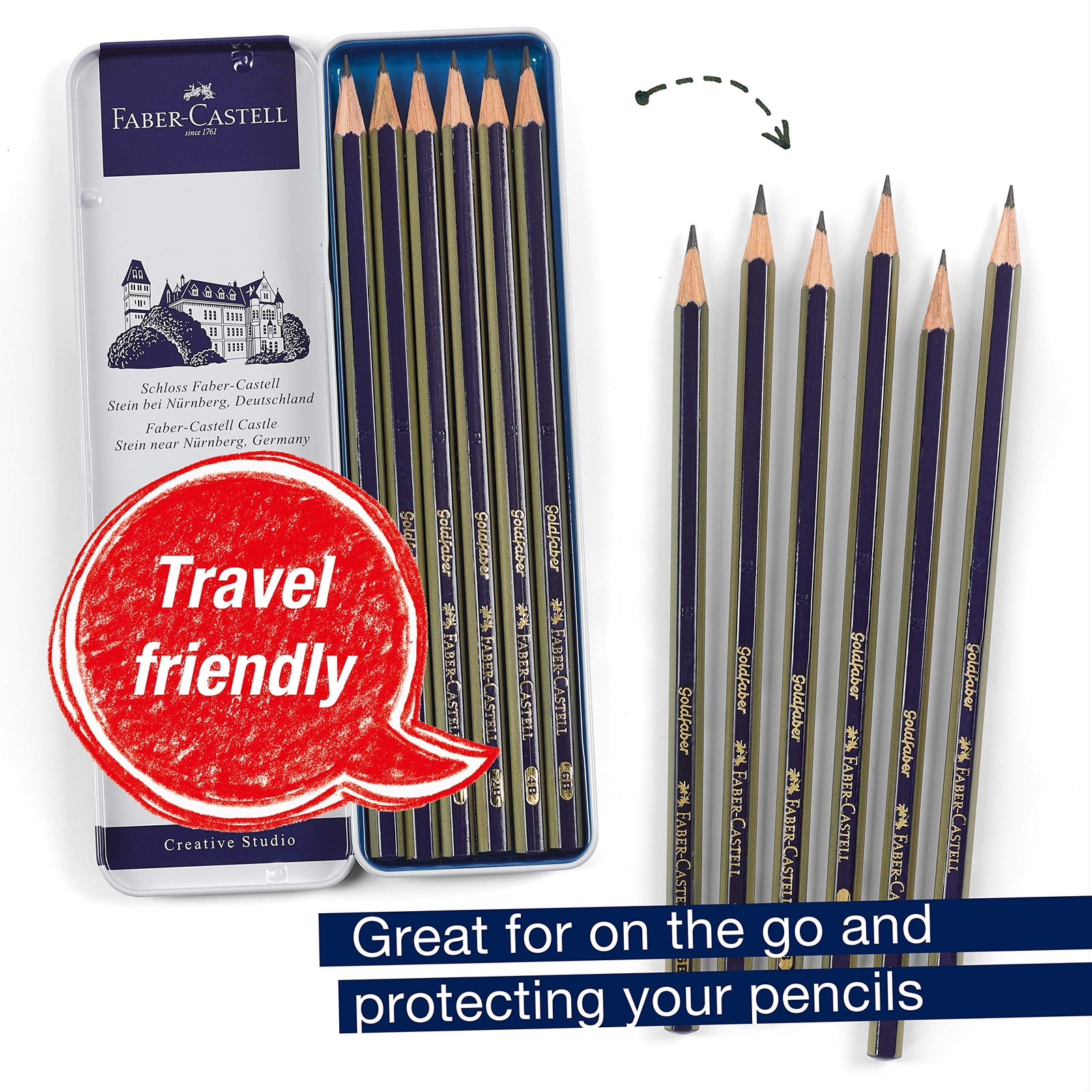 Faber-Castell Graphite Sketch Pencil Set - 6 Graphite Pencils (2H, HB, B, 2B,