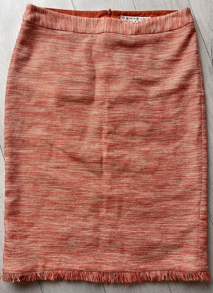 Юбка-карандаш Trina Turk Dorris с окаймленным подолом коралловый твид меланж размер 6 - Изображение 2 из 4