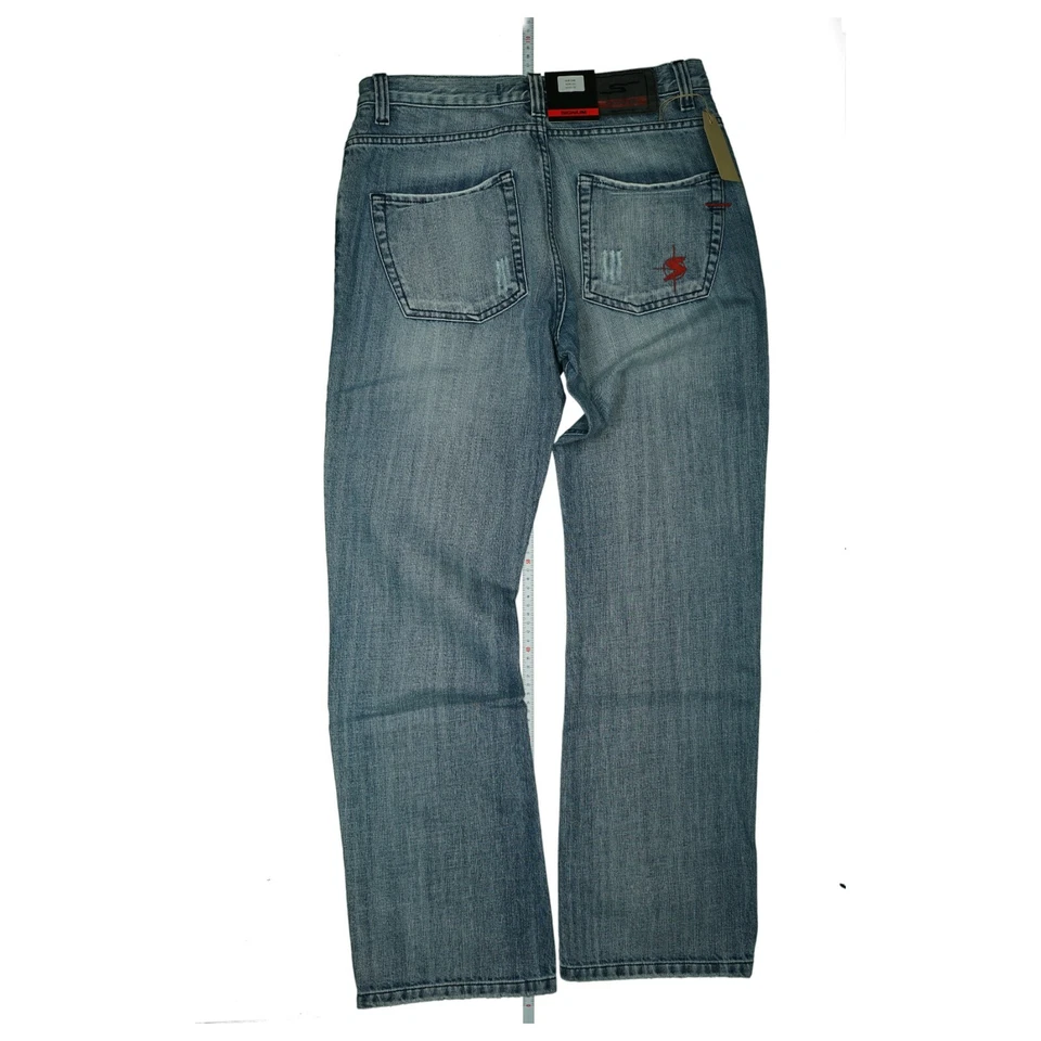 Signum Queens Hombre Vaqueros Used Look Destroyed Rasgones 32/32 W32 L32 Azul - Imagen 3 de 4