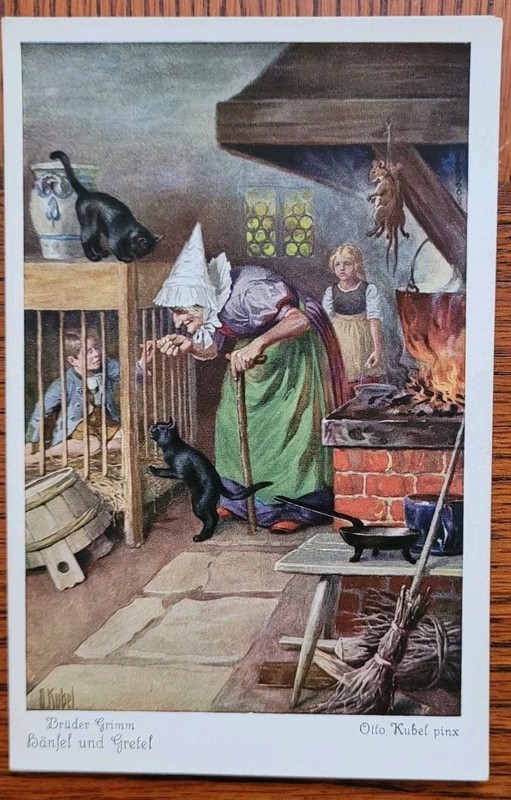 Rare 1920 HANSEL&GRETEL Postcard Set (6) Otto Kubel Uvachrom Serie 125 Complete