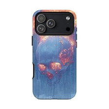 For iPhone / Galaxy / Pixel   Dystopian Horror Neon Skull Fire Phone Case
