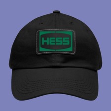 Hess Gas And Oil Black Dad Hat With Leather Patch