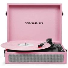 Vintage 3-Speed Bluetooth Record Player with Built-in Speakers, Retro LP Viny...