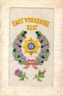 EAST YORKSHIRE REGIMENT: 1917: RARE WW1 EMBROIDERED MILITARY SILK POSTCARD