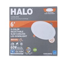 HALO HLBSL 6 in. Can Less Integrated LED, 900 Lumens, 5CCT, White HLBSL609FS5