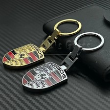 Porsche Double-Sided Logo Crest Key Ring Keychain Solid Metal & Pick Your Color