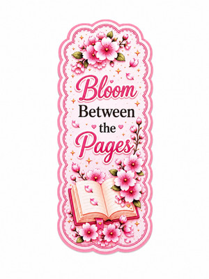 Pink Floral Laminated Bookmark Bloom Between the Pages Handmade 2.5x6