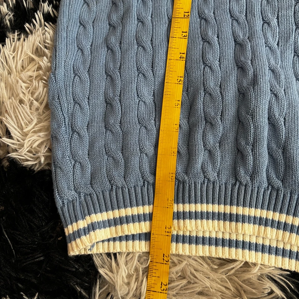 Chaleco Suéter Tejido Cable Azul Años 2000 Preppy Retro Academia Pequeño Foto 4 de 4