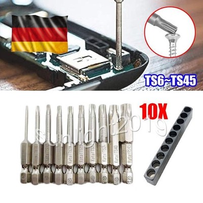 Stern 5-Punkt-Schraubendreherbit 1/4'' Sechskant Schaft Magnetisch Torx TS6-TS45