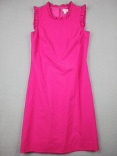 J.Crew Dress Womens 00 Pink Ruffle Neck Sleeveless Sheath Knee Length Workwear