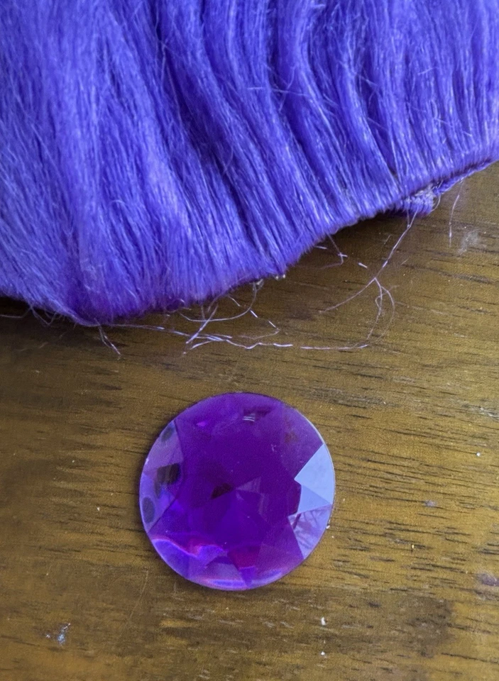 Peluca Troll Púrpura Adulto Talla Única Con Joya Vientre Púrpura, Disfraz Halloween Foto 3 de 4