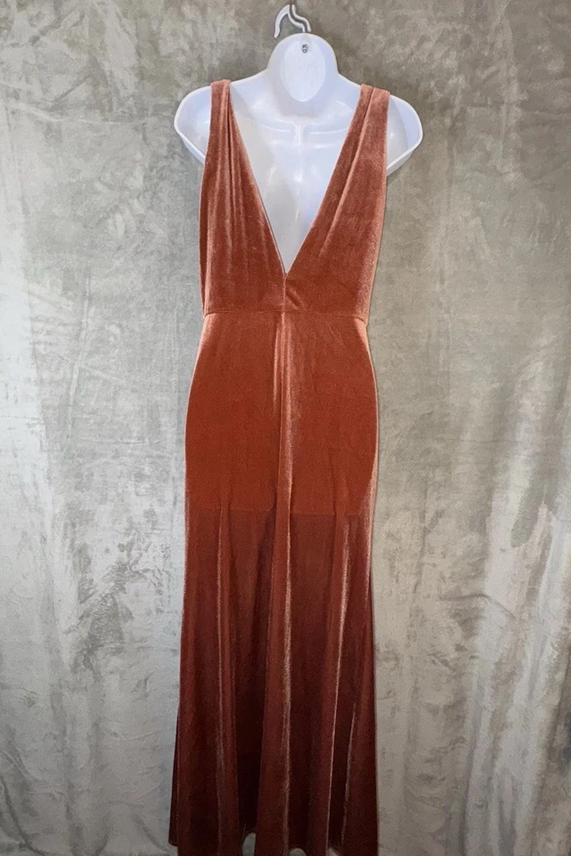 Vestido de Terciopelo Colección Jenny Yoo Logan Talla 10 Naranja Quemado Vestido de Evento Foto 4 de 4