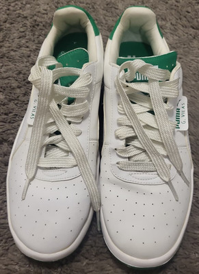 Puma G Vilas Classic Mens Size 8 White Green Leather Retro Tennis Sneakers