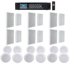 6-Zone Amplifier 12 White Wall 12 JBL 8" Ceiling Speakers 4 Restaurant/Bar/Cafe