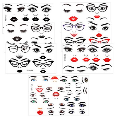 7 Blatt Gesichtsaufkleber für Blumentöpfe lustige Augenbrauen Augen Nase Lippen Mund