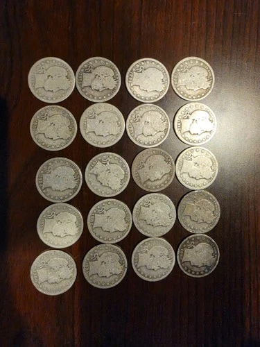 LOT OF 20 BARBER QUARTERS 90% SILVER COINS $5 FACE VALUE #61
