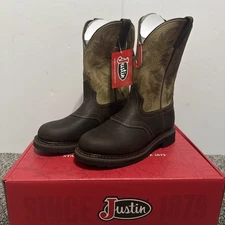 Justin Superintendent Work Boots Mens 9.5 D New W/ Box Brown Water Buffalo NWT