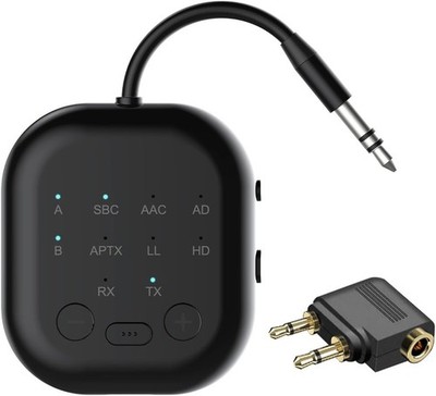 eppfun Bluetooth 5.3 Sender Adapter für Auto TV Flugzeug, 2-IN-1 aptX Adaptive