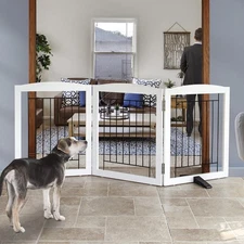 ZJSF Freestanding Dog Fence Indoor, Foldable Dog Gate for Doorways, Stairs or