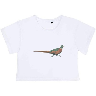 'Running Pheasant' Women's Cotton Crop Tops (CO055770)