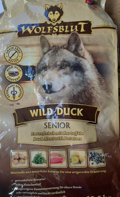 Wolfsblut Wild Duck Senior Hundefutter, großer Sack, 12,5 kg, getreidefrei, Ente