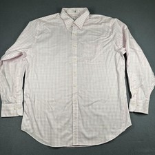 Peter Millar Dress Shirt Mens XL Pink Check Button Down Nanoluxe Easycare Cotton