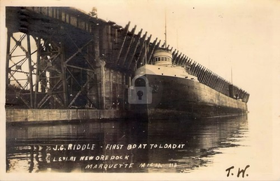 #ad Marquette MI L.S. amp; I. Ore Dock 1913 Great Lakes Ship RPPC Postcard COPY $4.95