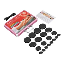 20Pcs Hot Stone Massage Kit Volcanic Basalt Stone Rock SPA Massager + Warmer Box