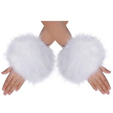Tongcloud Women's Faux Fur Wrist Cuffs Wrist Warmers Faux Fur Arm Cuffs Winter