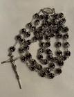 Vintage Sterling Silver Black Lava Bead Double Capped Rosary AFCO — photo 1