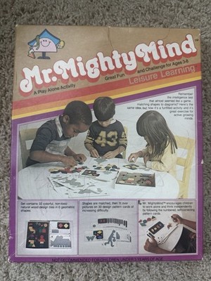 Vintage MR MIGHTY MIND -Play Alone Activity Set-- education-wood Shapes Blocks